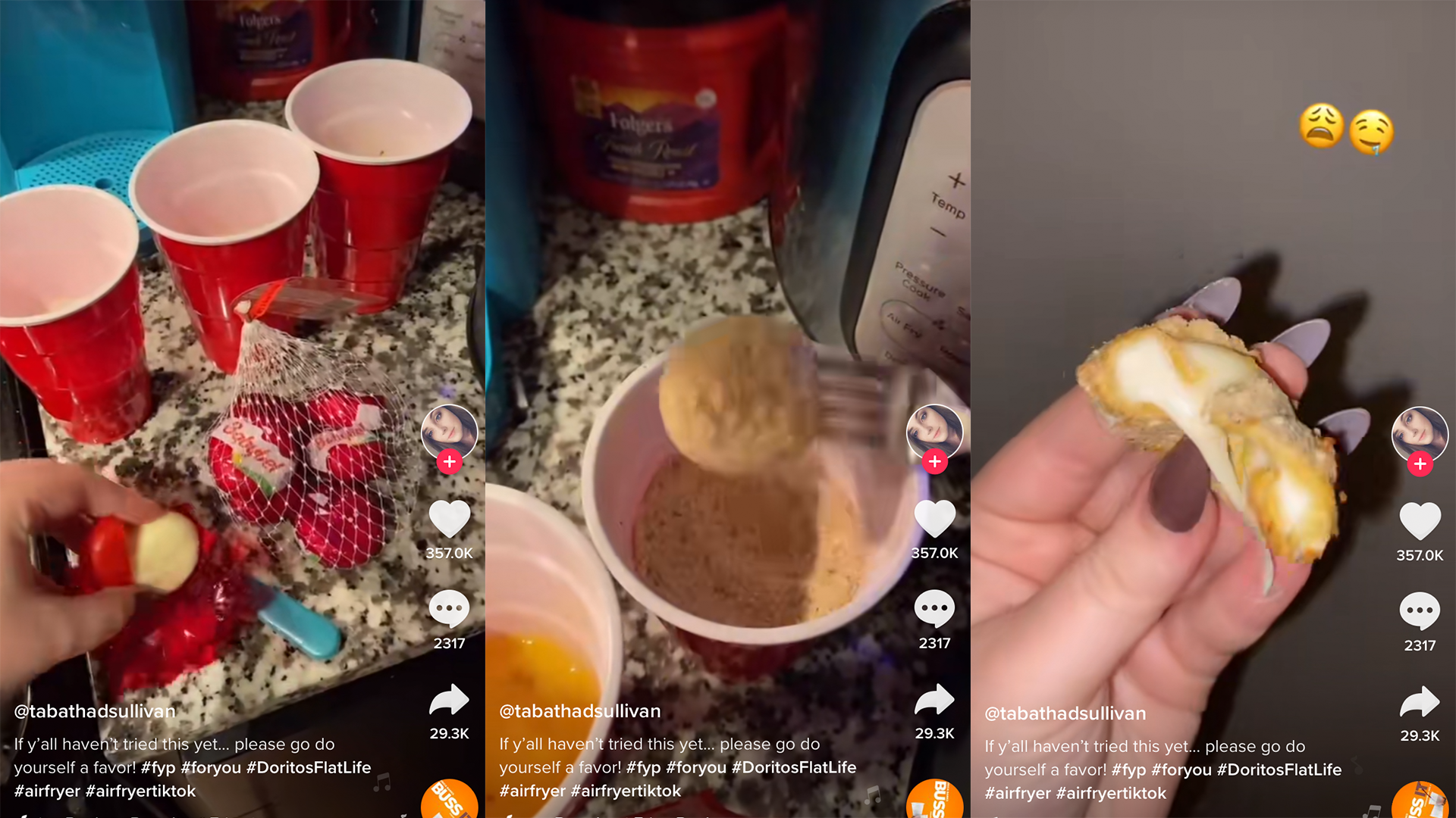 Here's how the viral TikTok of air fried babybell wheels looked.