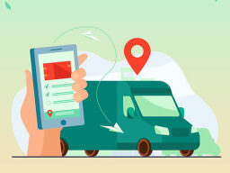 illustration of a phone and a delivery van