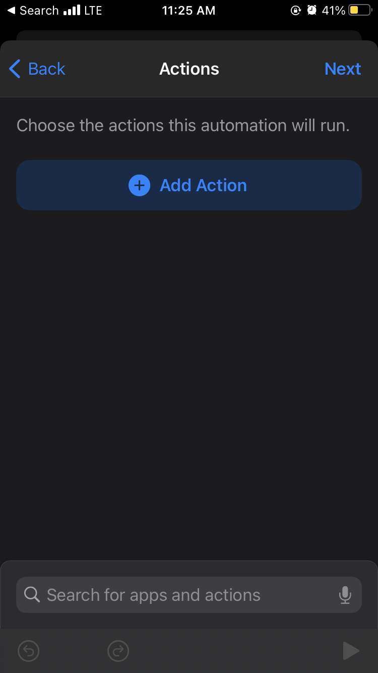 Adding your next action will allow you to make your phone automatically go on low power mode once you reach the battery percentage you chose in step 4.