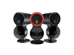 Three cameras, one with red light