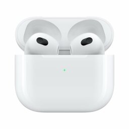 the third-gen apple airpods with their charging case