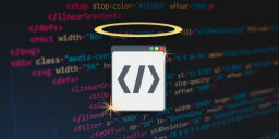a coding graphic with a halo