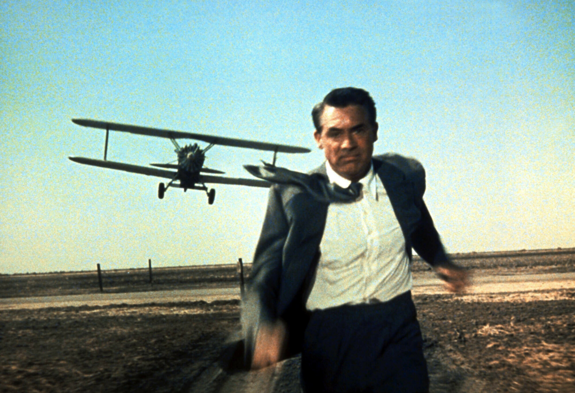 Cary Grant  runs for his life in "North By Northwest."