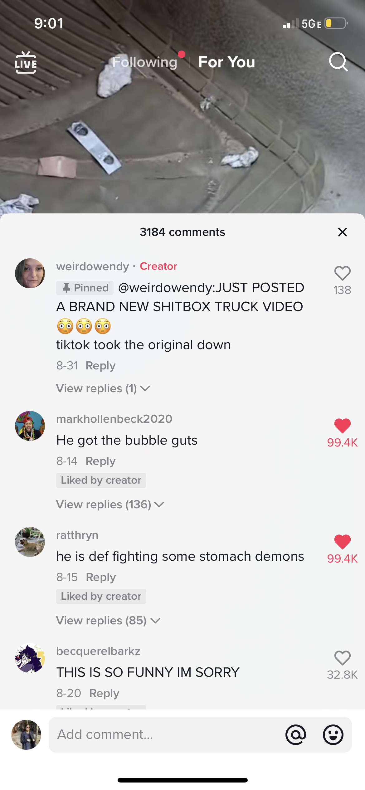 A TikTok comment section that has comments with nearly 100,000 likes.