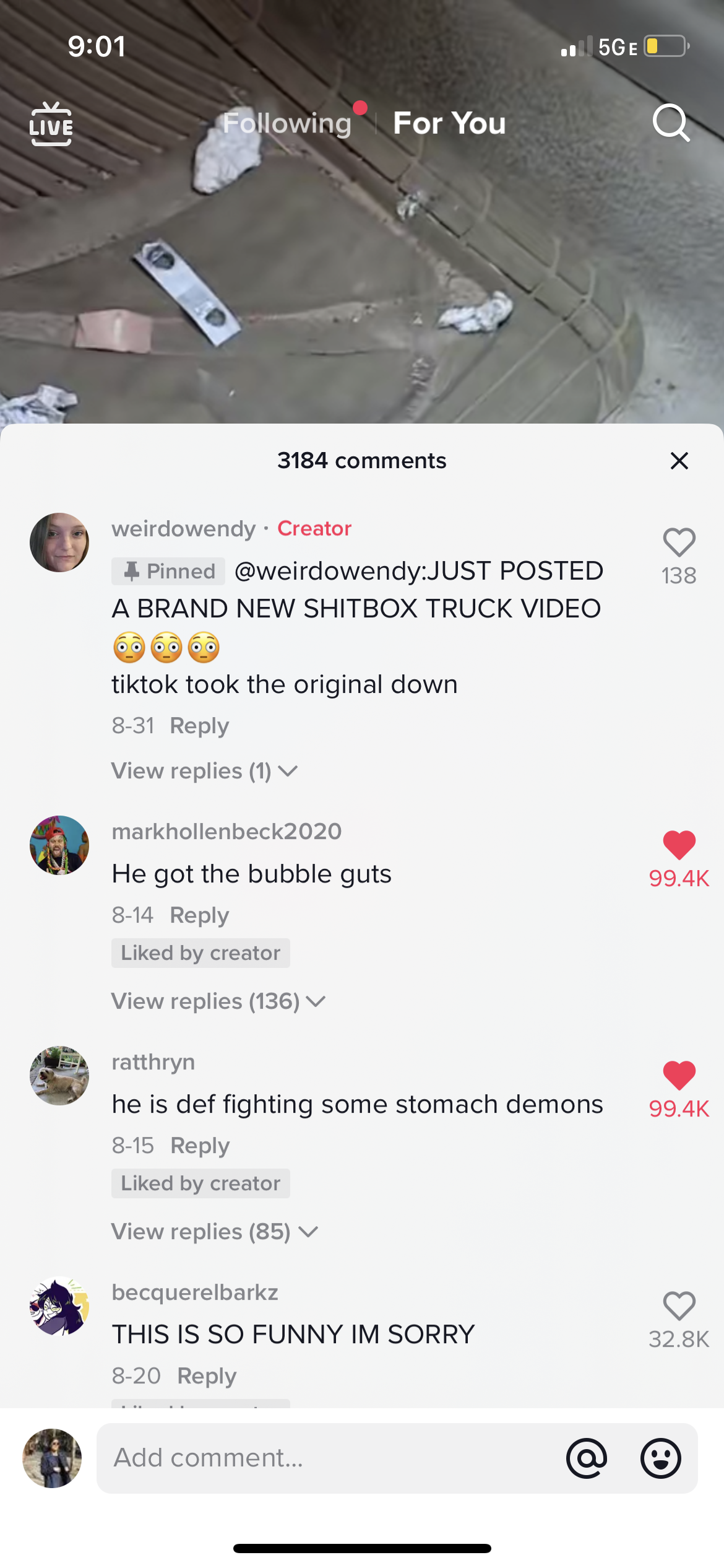 A TikTok comment section that has comments with nearly 100,000 likes.