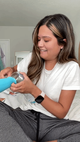 Putting on the Circkul water bottle chill sleeve takes a little elbow grease, but it's worth it.