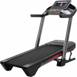 Black treadmill with bottom raised