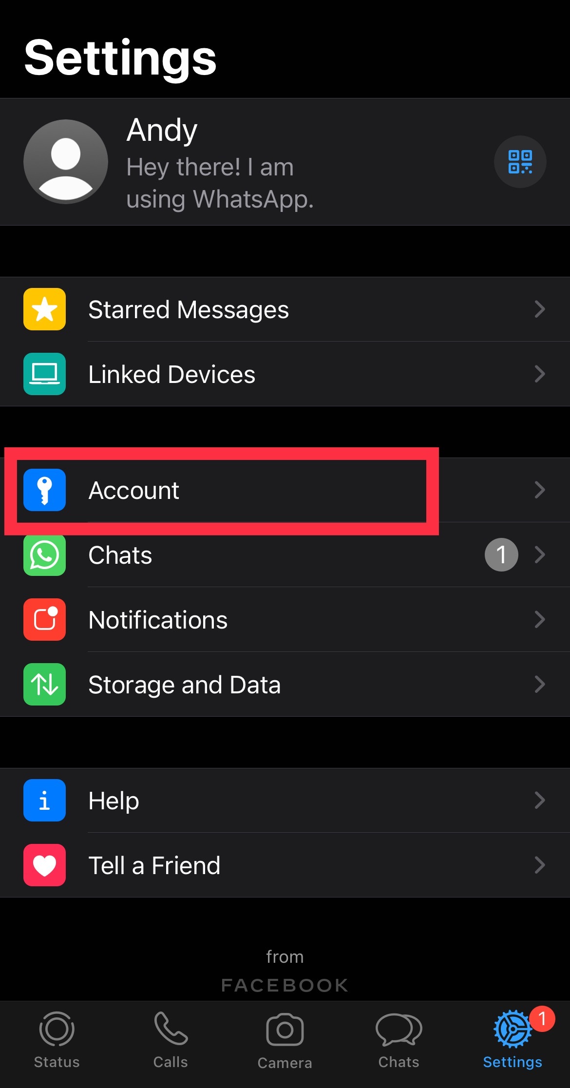 Find your account settings.