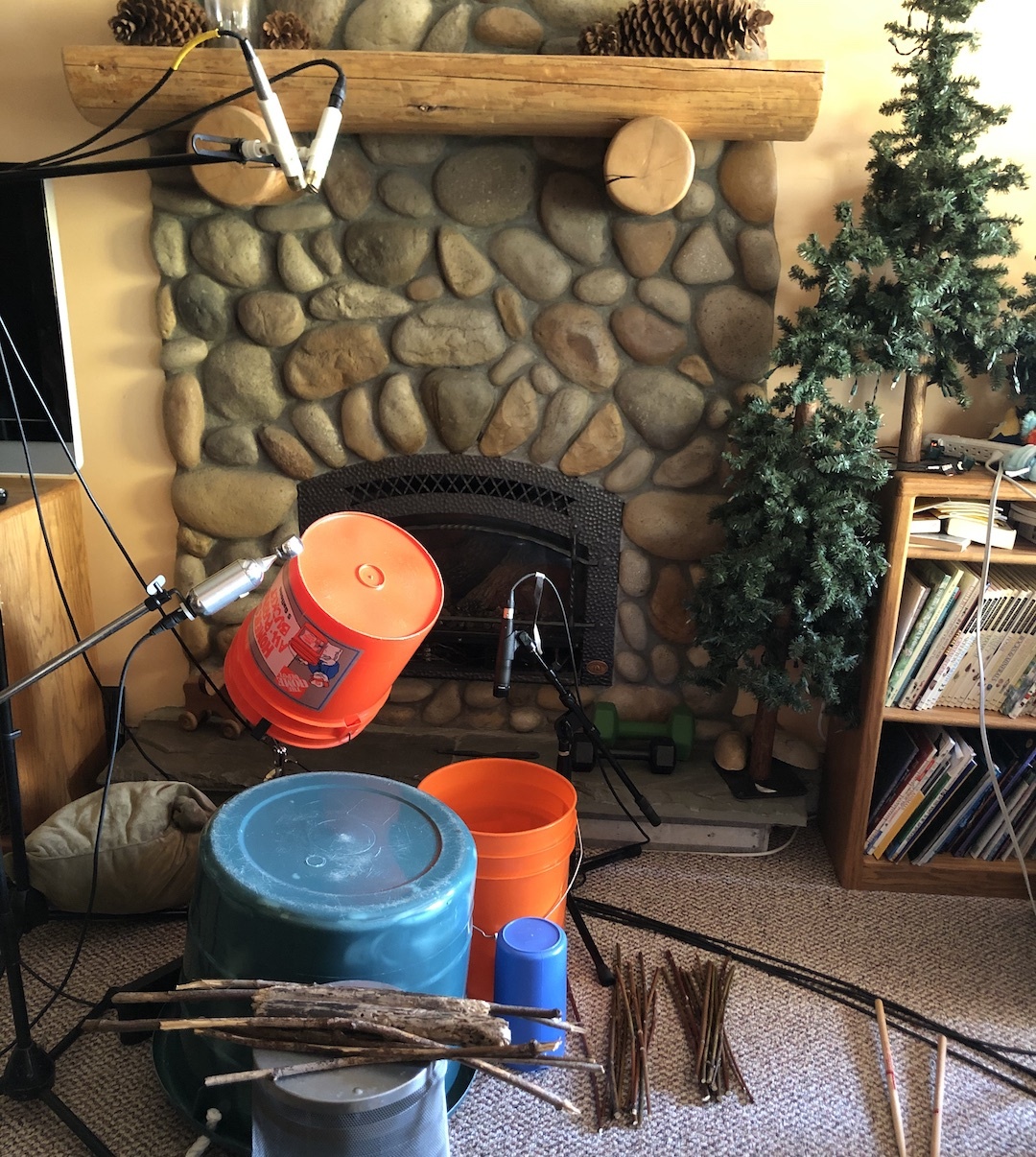 Percussionist James McCallister's extremely professional setup to record the "Only Murders" intro drums.