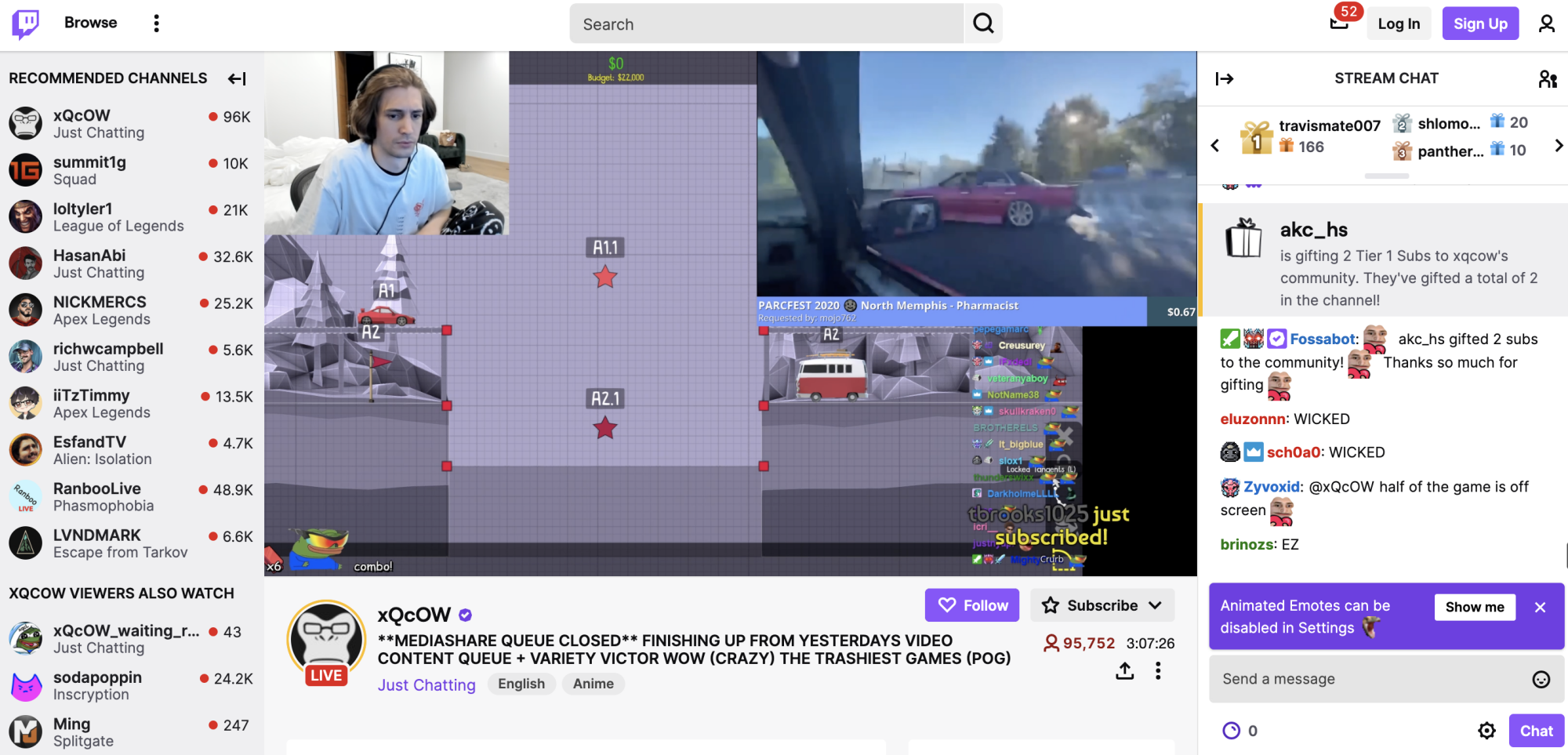Watching a Twitch livestream.