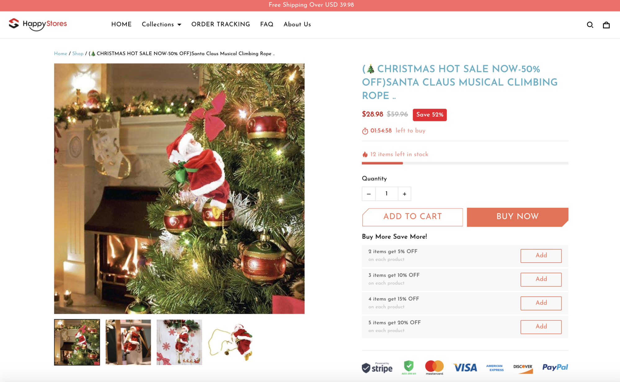 The fraudulent ads running on Loni Mayse's Facebook pages were pushing users to this ecommerce store.