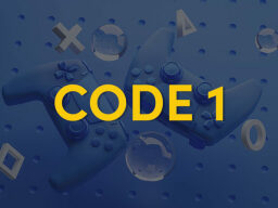 faint playstation controllers in background with text "CODE 1" 