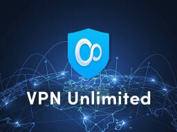 VPN unlimited logo over illustration of the earth