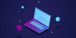 an illustration of a laptop in dark space