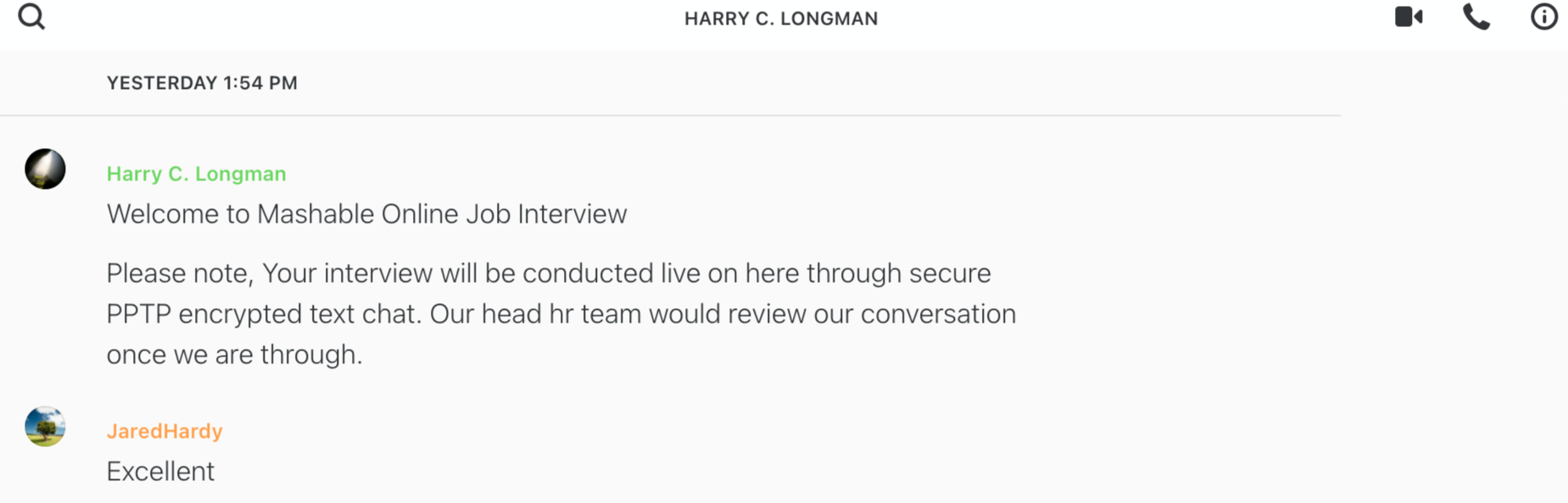 Harry C. Longman went through a full interview with me.