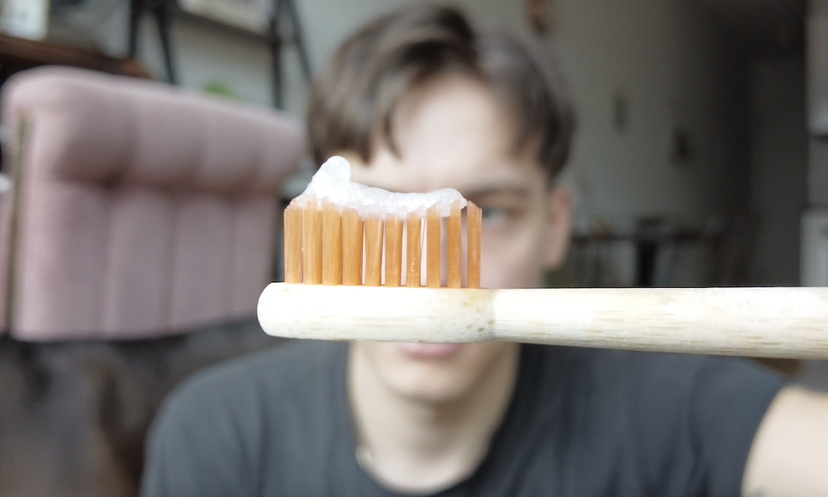 Tropicana toothpaste on toothbrush
