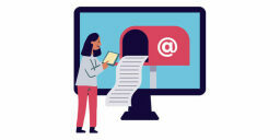 Graphic of person reading email