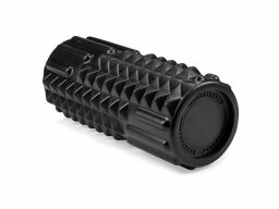 Black LifePro Vibrating Foam Roller Massager on a white background.