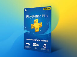 Blue and yellow Playstation Plus subscription