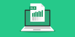Green graphic of laptop with Excel open