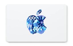 Apple gift card with blue holiday logo