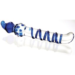 glass dildo with blue detailing
