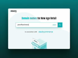 Screen that advertises "Domain names for New Age Retail"