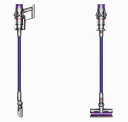two different angles of the Dyson Cyclone V10 Allergy vacuum against a white background
