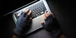 Hacker using their laptop.
