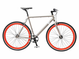 Black and orange El Tigre II Bicycle on a white background.