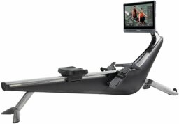 Black rowing machine with screen