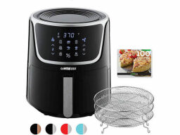 GoWISE GW22956 7-Quart Electric Air Fryer with Dehydrator and 3 Stackable Racks on a white background.