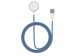 Braided Magnetic Apple Watch Charging Cable on a white background.