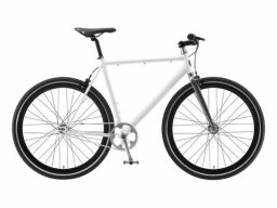 White and black Duke II Bicycle on a white background.