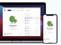 Laptop and phone using AdGuard VPN: 5-Yr Subscription.