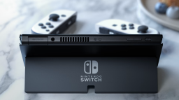 Nintendo Switch OLED in standing mode