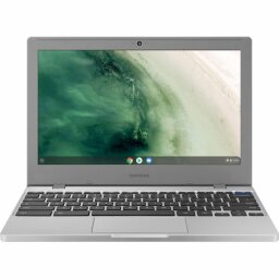 a samsung chromebook 4 displaying a green and white abstract image