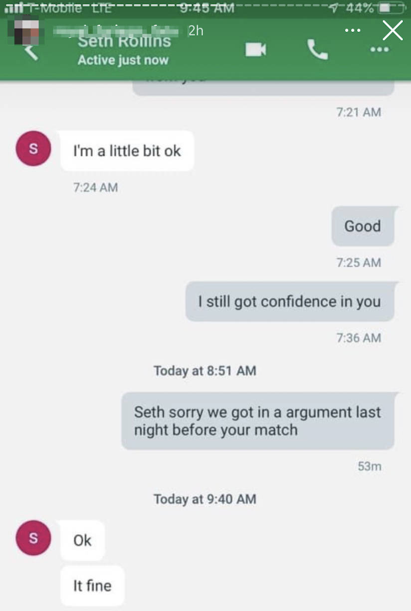 A conversation with the fake Seth Rollins and Spencer.