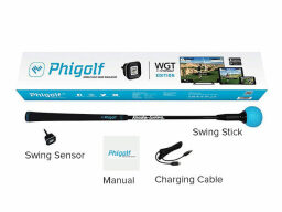 Golfing set with swing stick, sensor, charging cable and manual