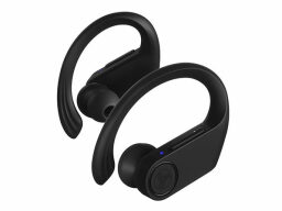 TREBLAB X3 Pro: True Wireless Bluetooth Earbuds with Earhooks on a white background.