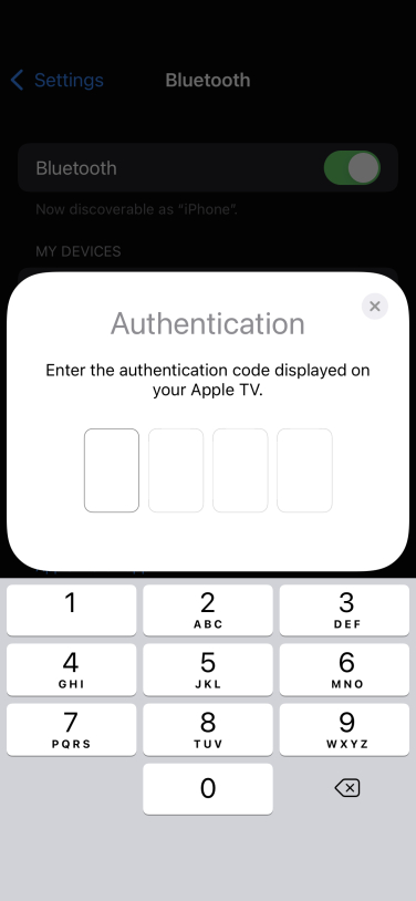 Screenshot of entering verification on iPhone