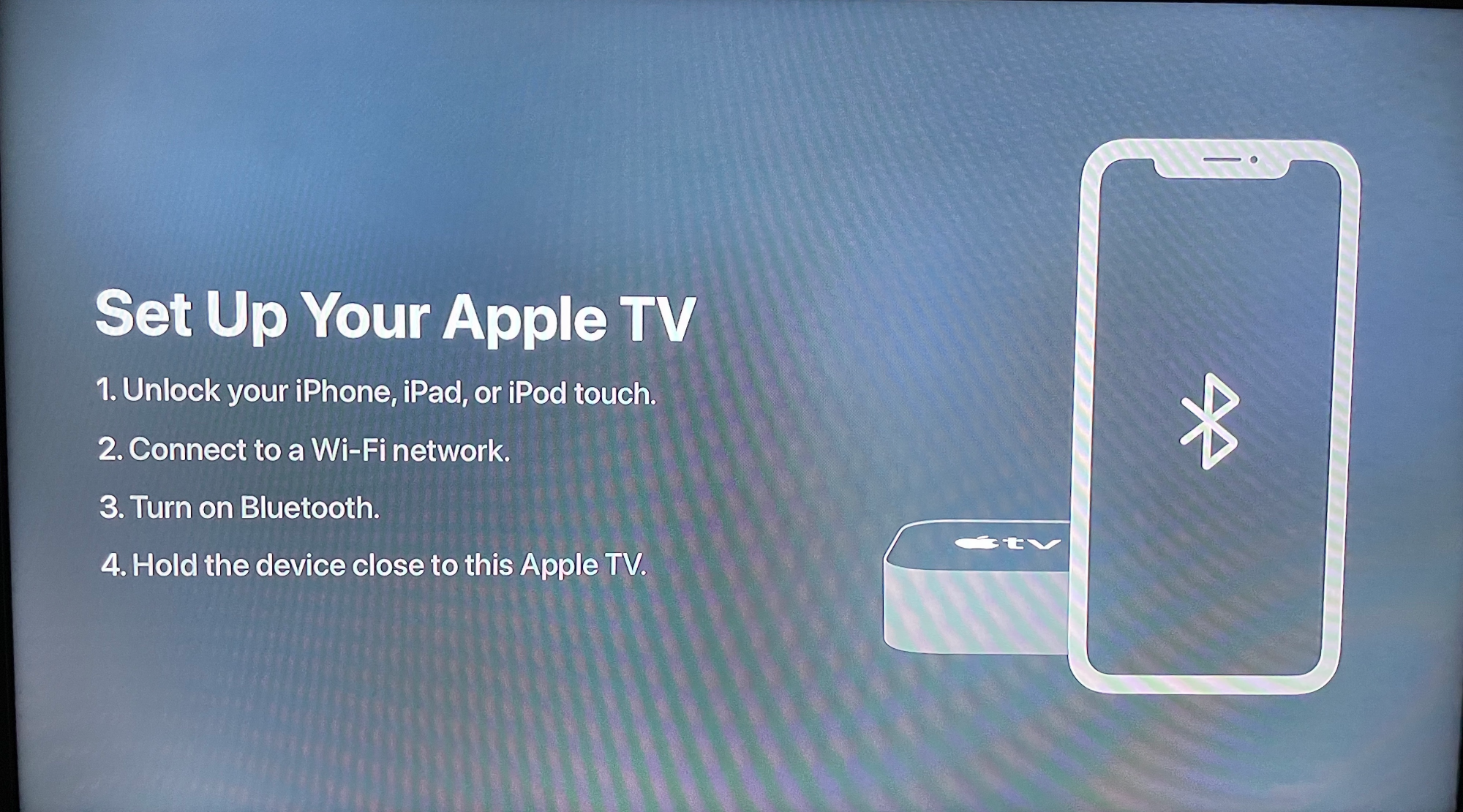 Image of directions for automatic setup of Apple TV