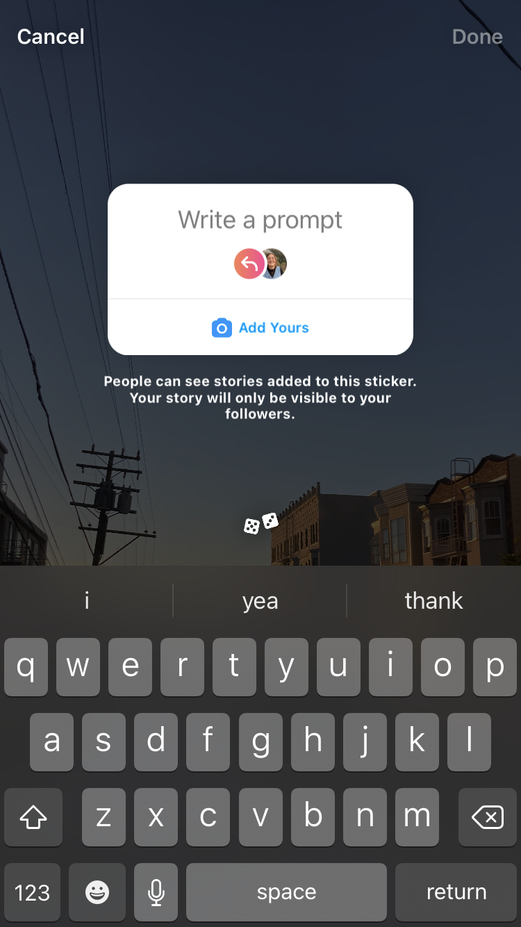 Screenshot of the "Add Yours" function on Instagram.