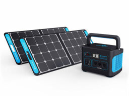 Black and blue HomePower ONE and SolarPower ONE on a white background.