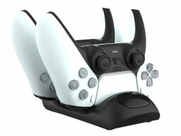 Two Playstation consoles in a charging port