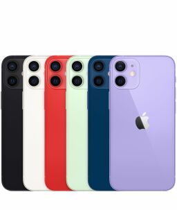 a lineup of colorful iphone 12 minis