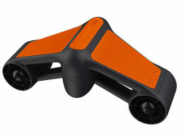 Black and orange Trident: Underwater Scooter on a white background.