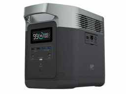 Black EcoFlow DELTA Power Station on a white background.