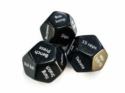A pair of Rubberbanditz Exercise Dice on a white background.