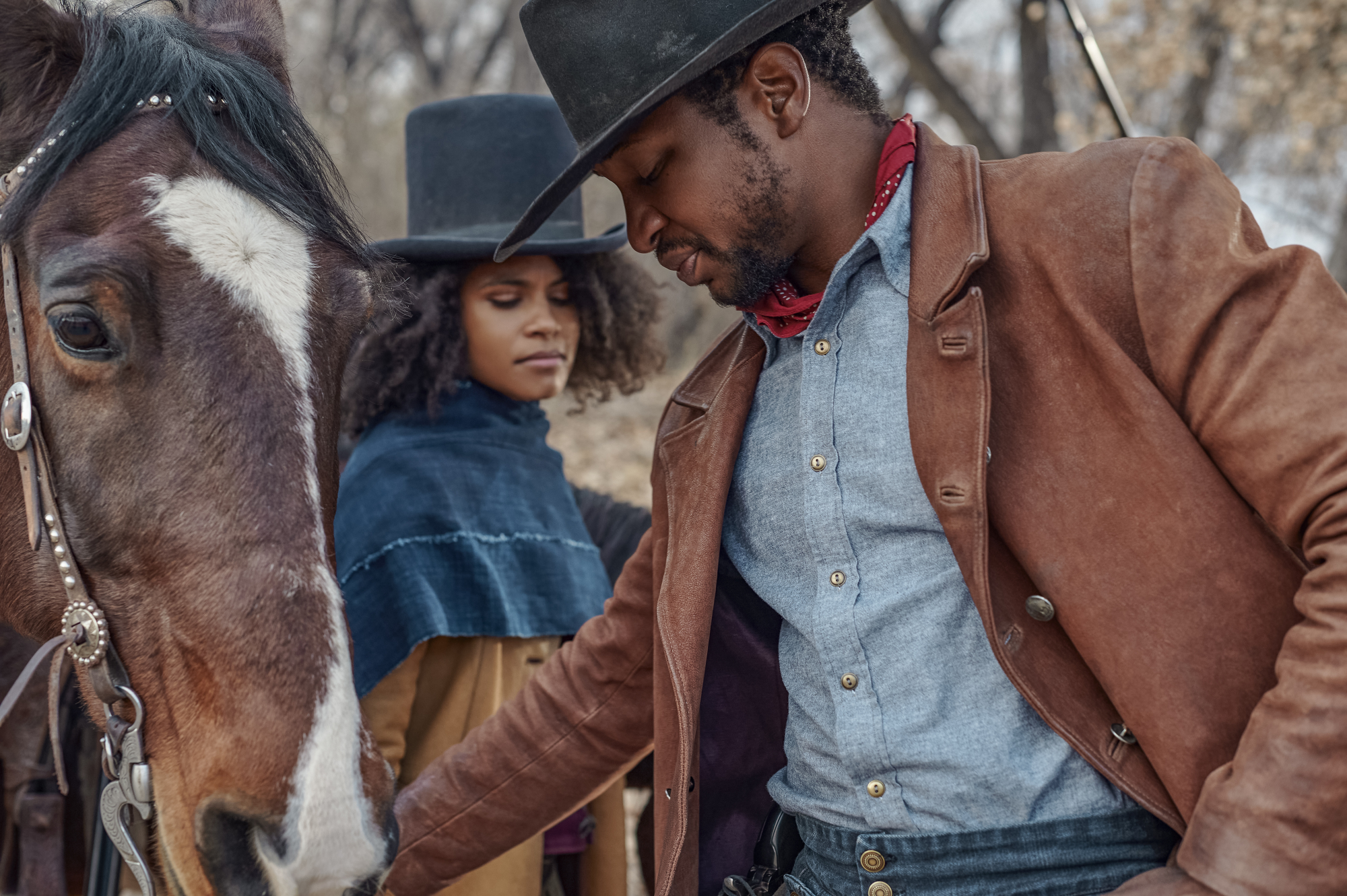 Jonathan Majors as Nat Love in "The Harder They Fall"